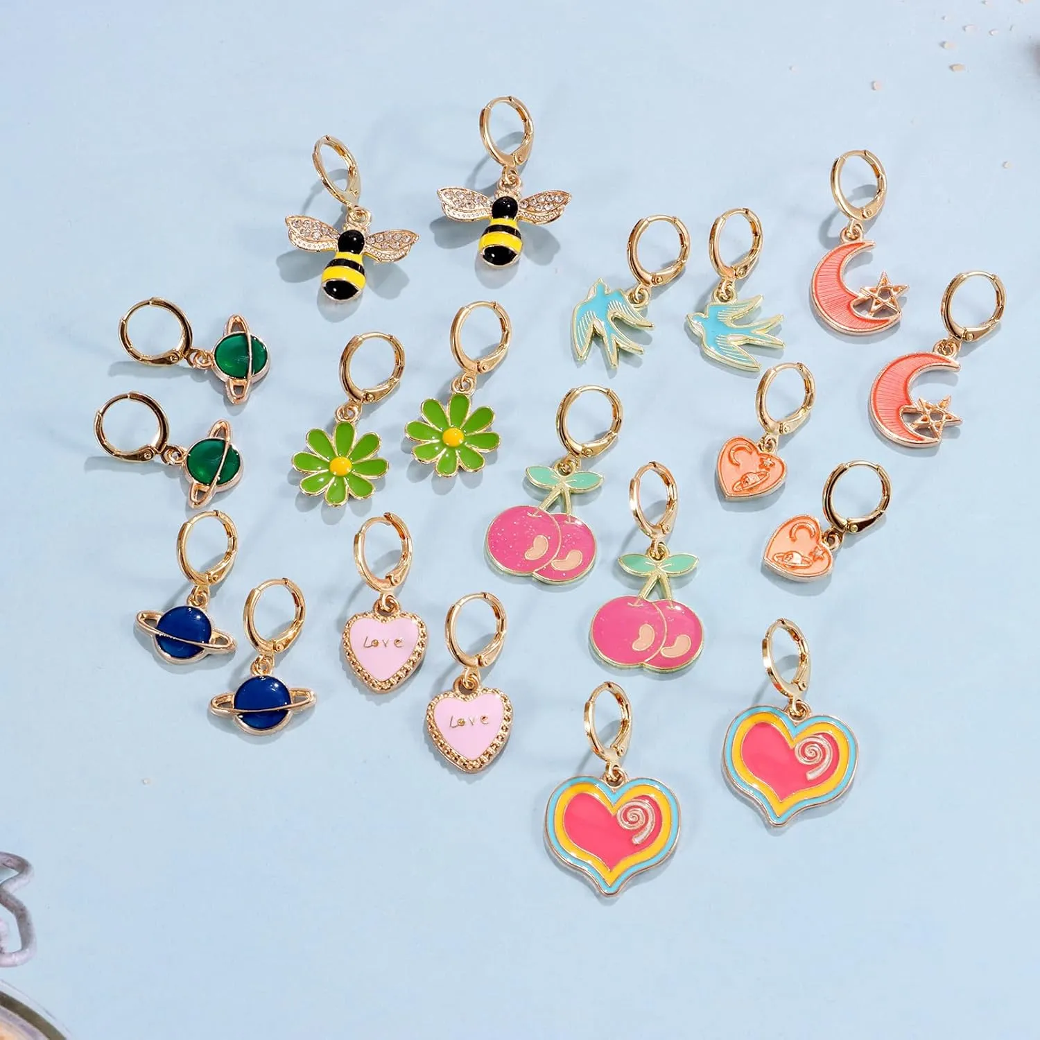 10/20 Pairs Gold Hoop Dangle Earrings For Girls Gold Hoop Earrings With Charms 14k Gold Huggie Hoop Earrings