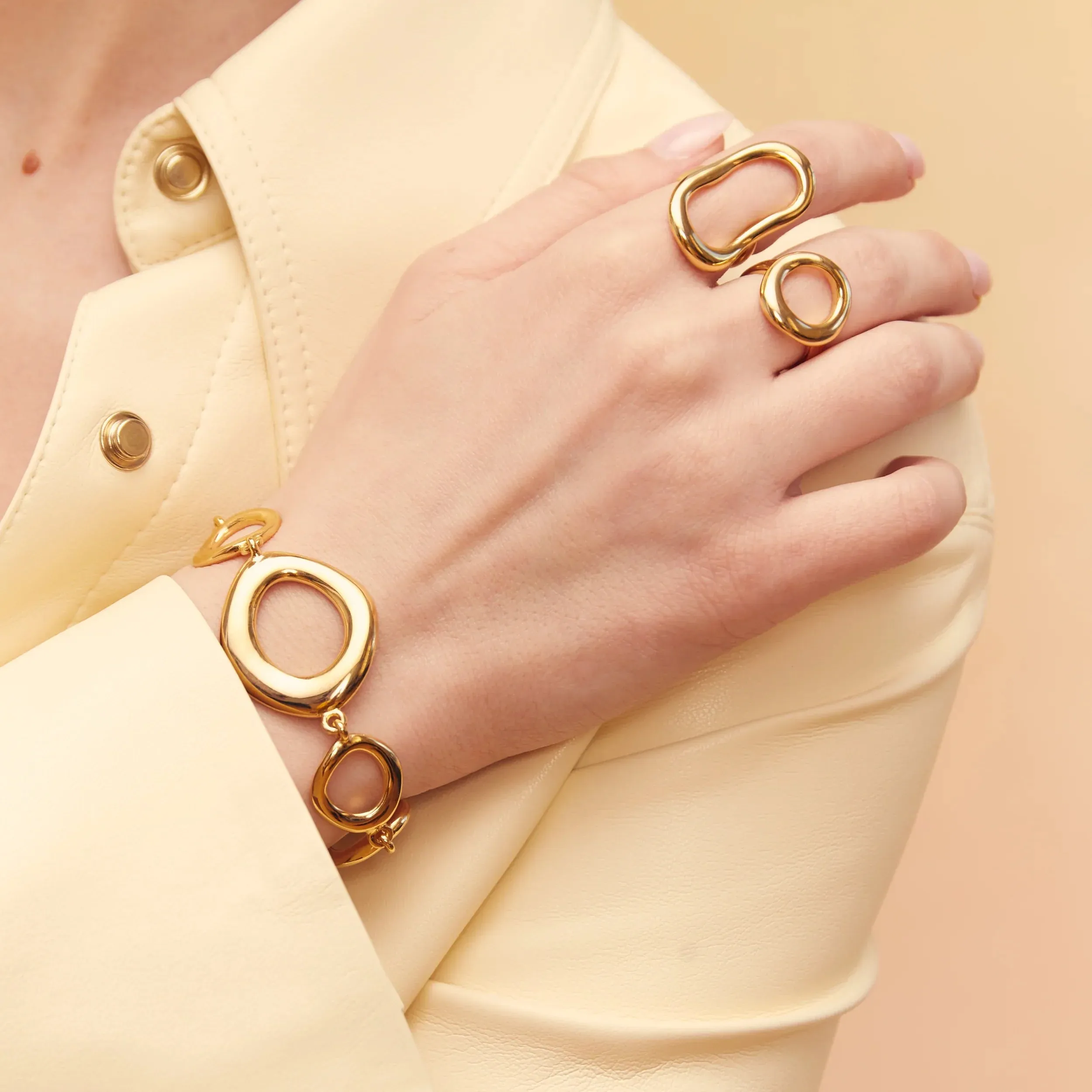14K Gold Plated Cora Hollow Ring