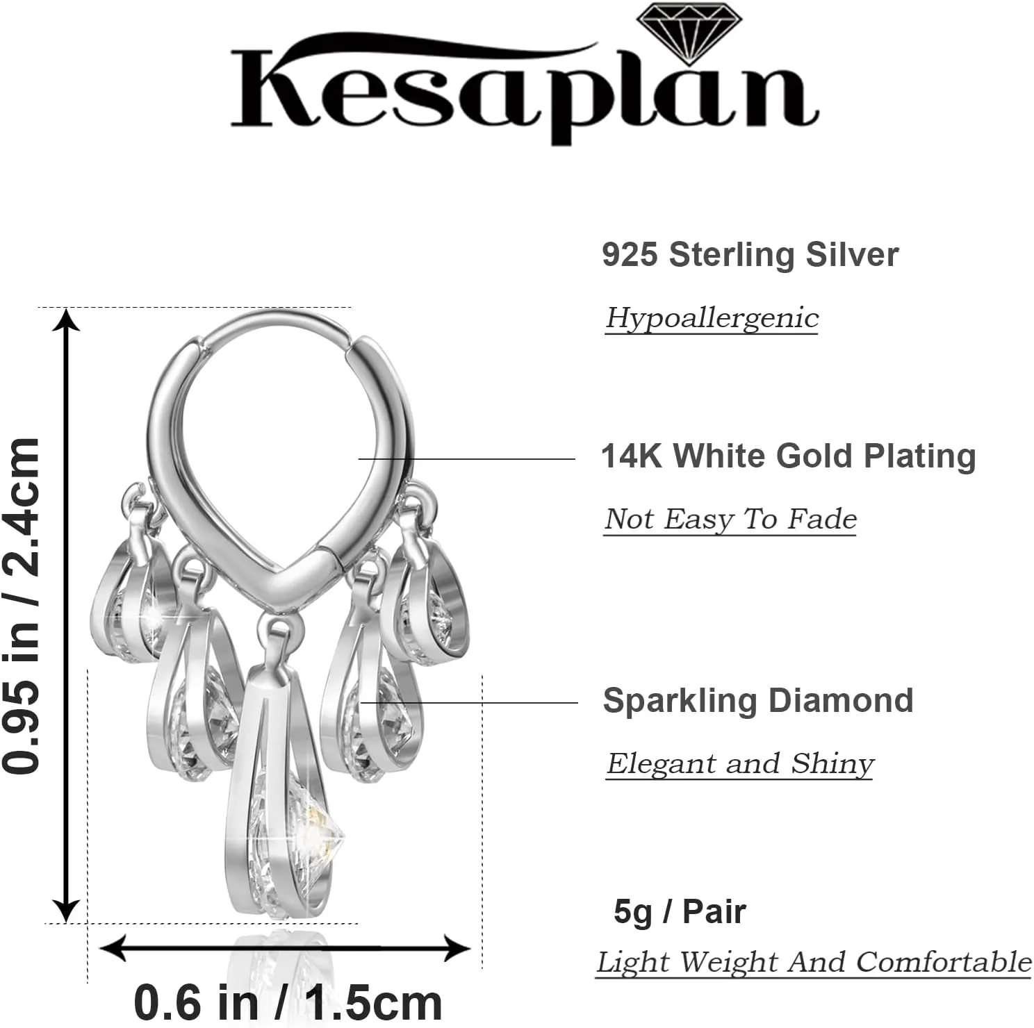 14K Gold Plated Earrings for Women Dainty Beaded Statement Earrings Sterling Silver Cute Dangle Earrings