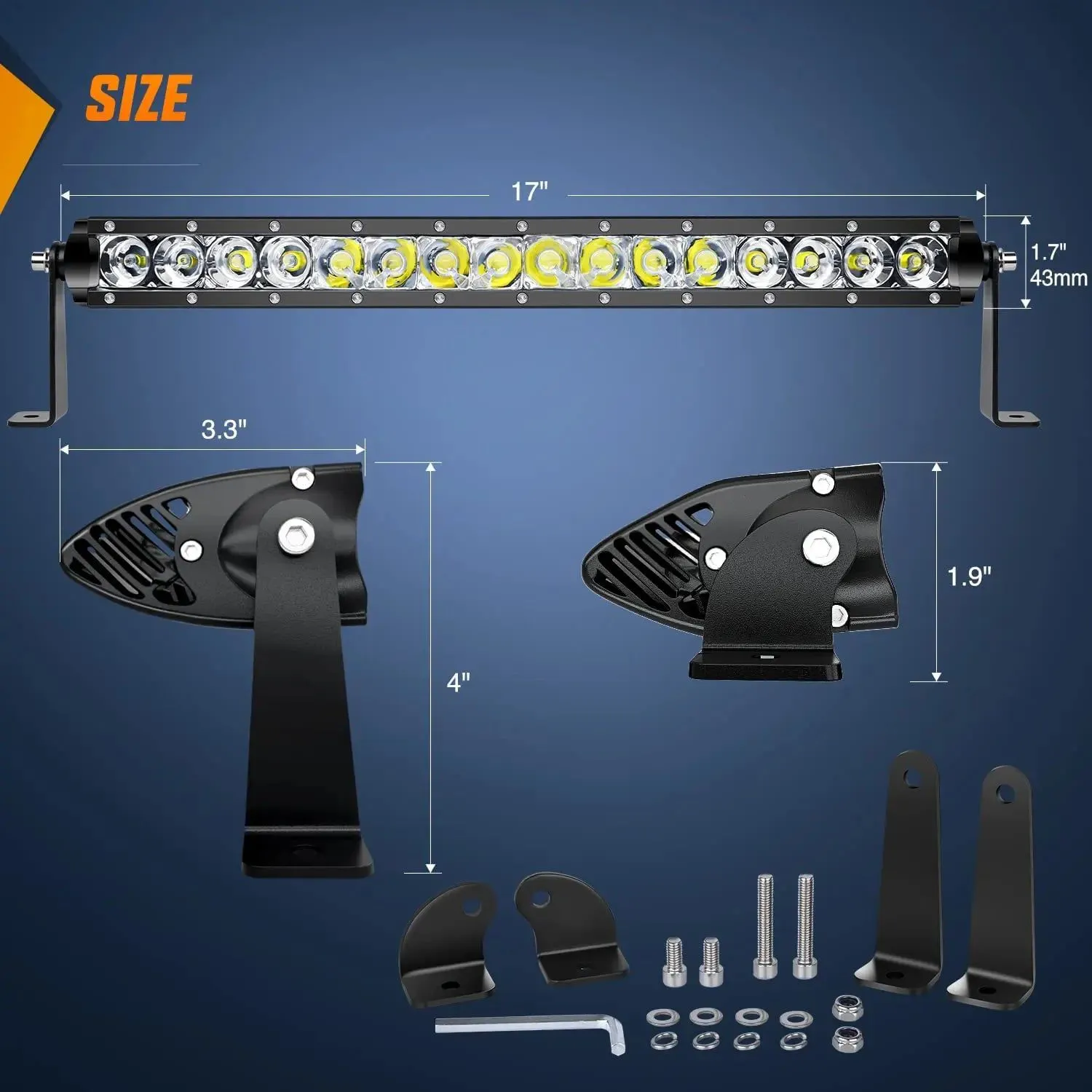 17 Inch 80W 8000LM Slim Spot Flood LED Light Bar