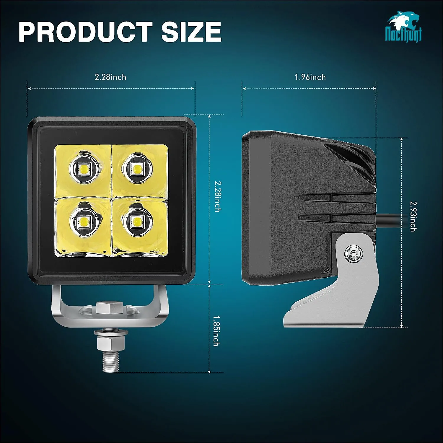 2 Inch 4LED 20W Square Spot Built-in EMC LED Pod Lights (Pair)