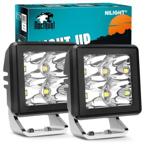 2 Inch 4LED 20W Square Spot Built-in EMC LED Pod Lights (Pair)