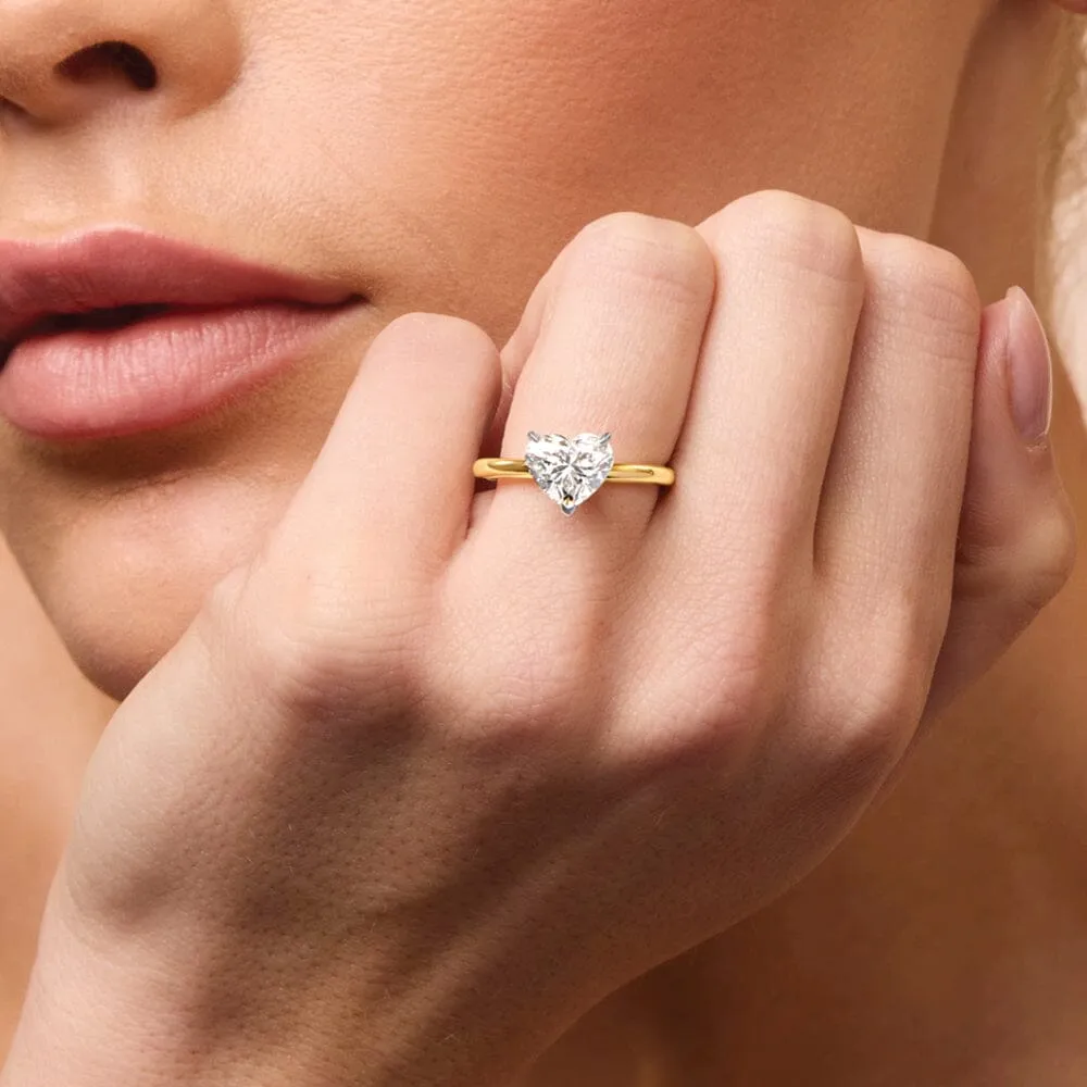 2.00ct Laboratory Grown Diamond Heart Cut Solitaire Ring in 18ct Yellow and White Gold