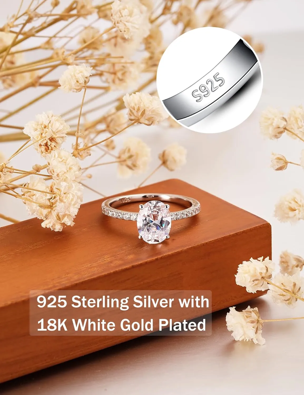 2CT Pear Shaped Engagement Rings for Women Teardrop Sterling Silver Rings with 18K White Gold Plated Cubic Zirconia Wedding Rings for Women Promise Rings for Her
