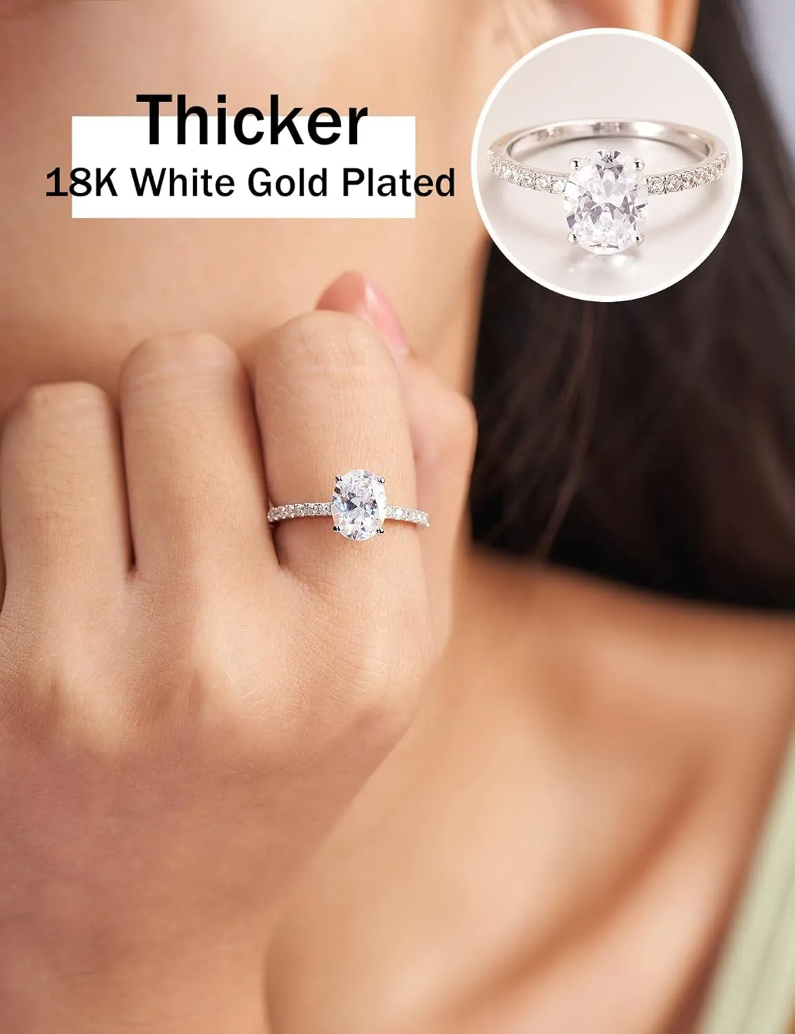 2CT Pear Shaped Engagement Rings for Women Teardrop Sterling Silver Rings with 18K White Gold Plated Cubic Zirconia Wedding Rings for Women Promise Rings for Her