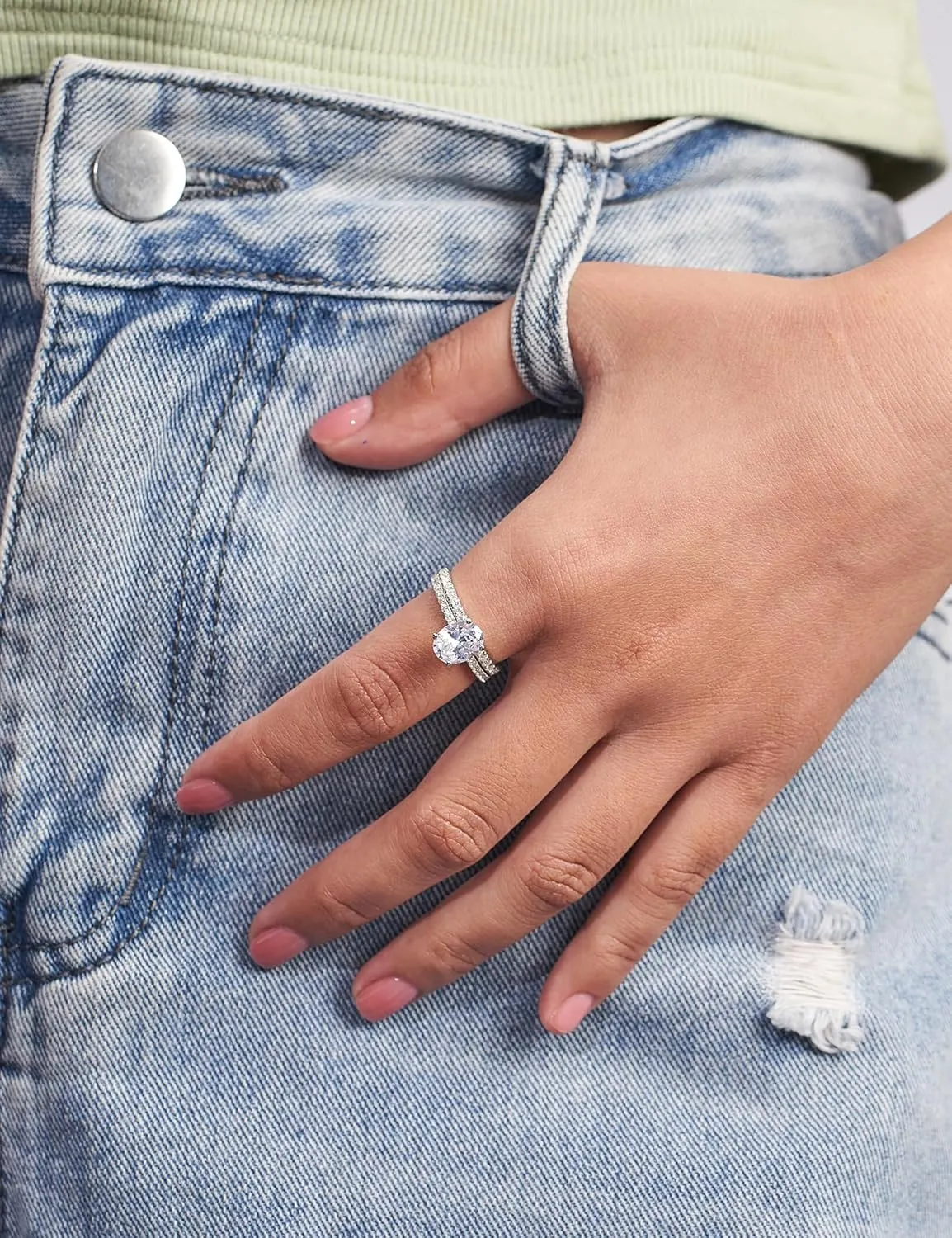 2CT Pear Shaped Engagement Rings for Women Teardrop Sterling Silver Rings with 18K White Gold Plated Cubic Zirconia Wedding Rings for Women Promise Rings for Her