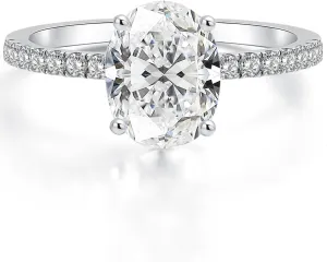 2CT Pear Shaped Engagement Rings for Women Teardrop Sterling Silver Rings with 18K White Gold Plated Cubic Zirconia Wedding Rings for Women Promise Rings for Her
