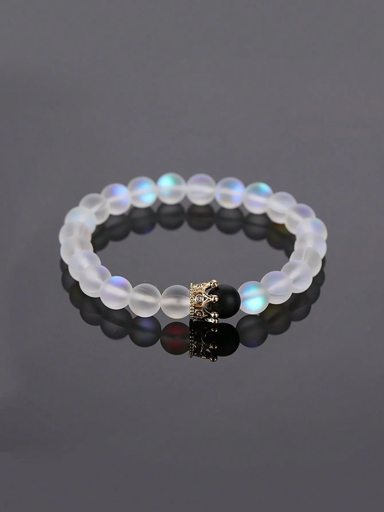 2pcs/set Matching Bracelets Crown Decor Beaded Bracelet For Couple