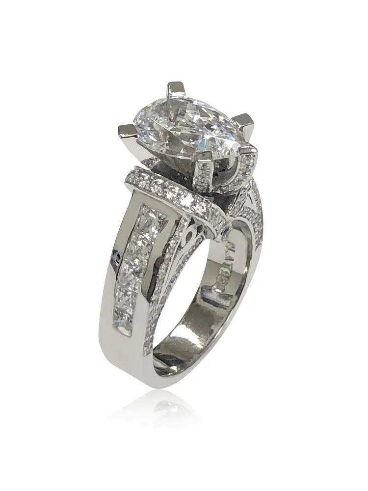3 Carat Pear shape Cubic Zirconia tall Engagement ring