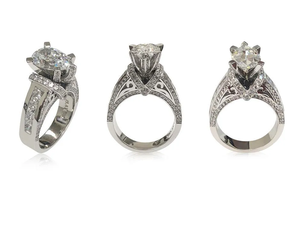 3 Carat Pear shape Cubic Zirconia tall Engagement ring