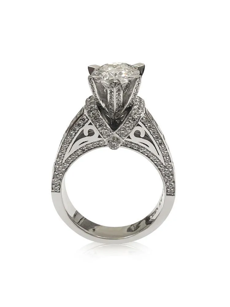 3 Carat Pear shape Cubic Zirconia tall Engagement ring