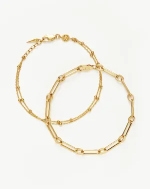 Aegis Double Chain Bracelet Set | 18ct Gold Plated Vermeil