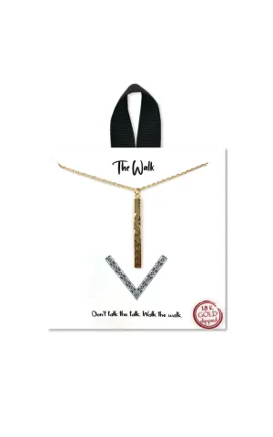 BJNA025GD Gold Bar "The Walk" Pendant Necklace