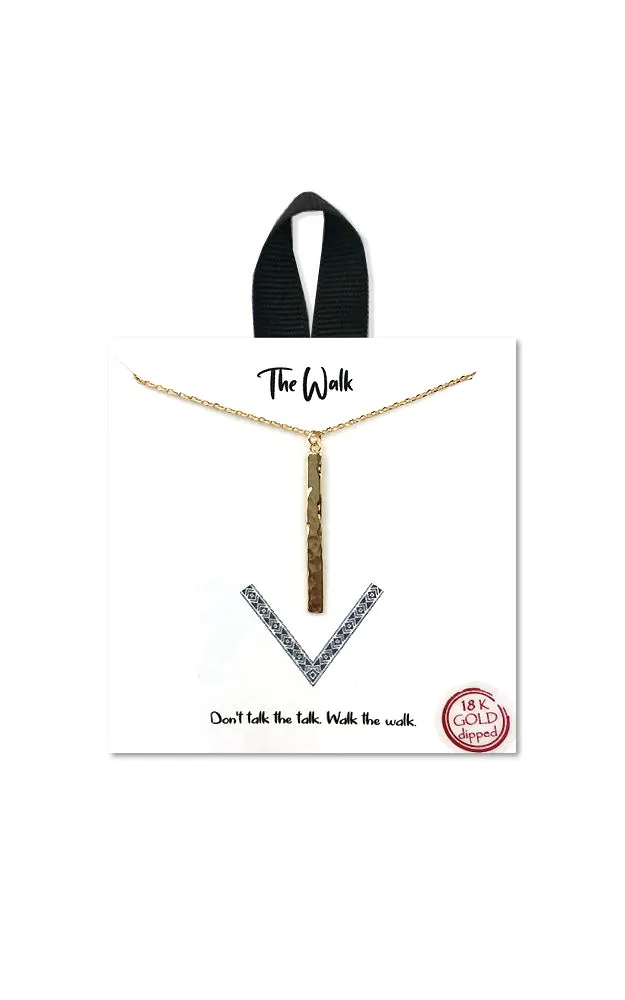 BJNA025GD Gold Bar "The Walk" Pendant Necklace