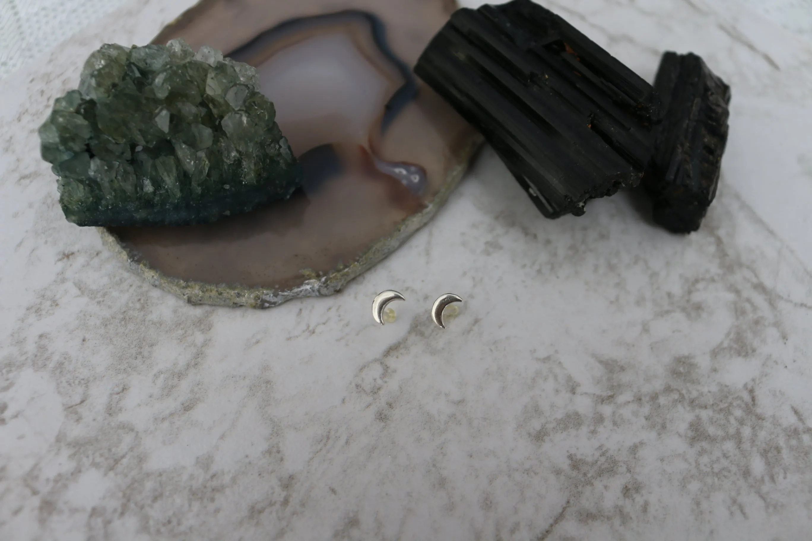 Celestial Pair // Moon Stud, Gold Filled, Gifts for Her, Bohemian Jewelry // BH-E013
