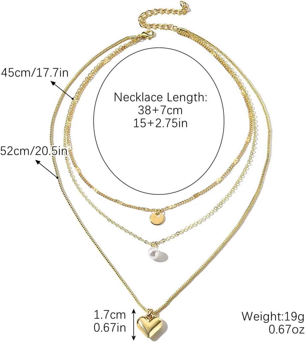 Dainty Layered Necklaces Pendent for Women Trendy Multilayer Bar Disc Simple Herringbone Adjustable Chain Layering Y Pendant Necklaces Jewelry