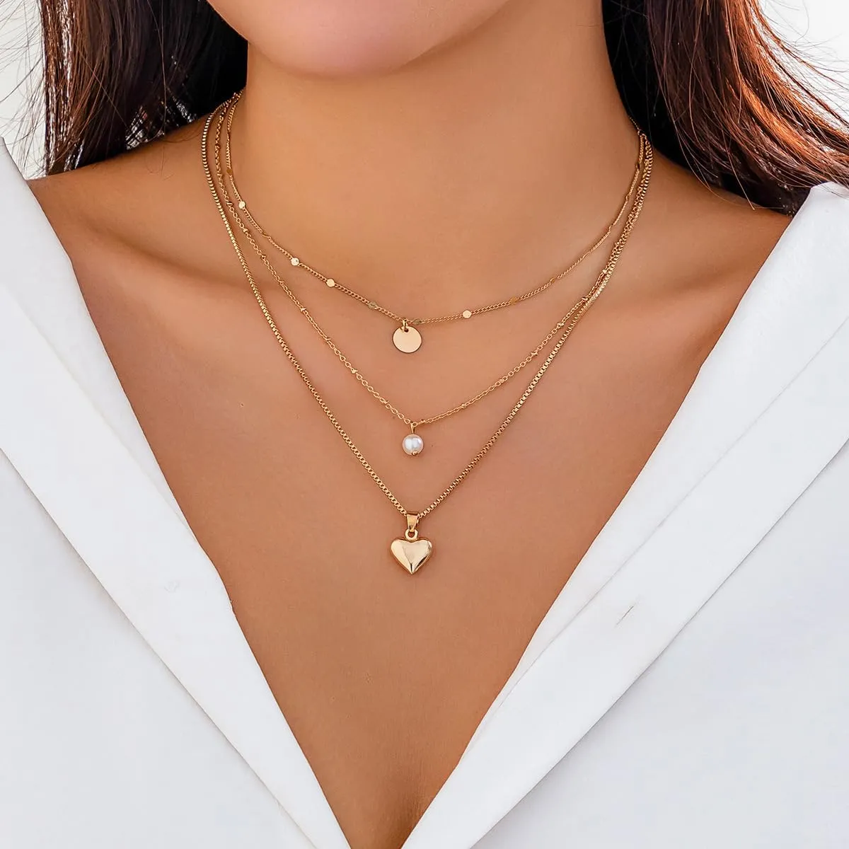 Dainty Layered Necklaces Pendent for Women Trendy Multilayer Bar Disc Simple Herringbone Adjustable Chain Layering Y Pendant Necklaces Jewelry