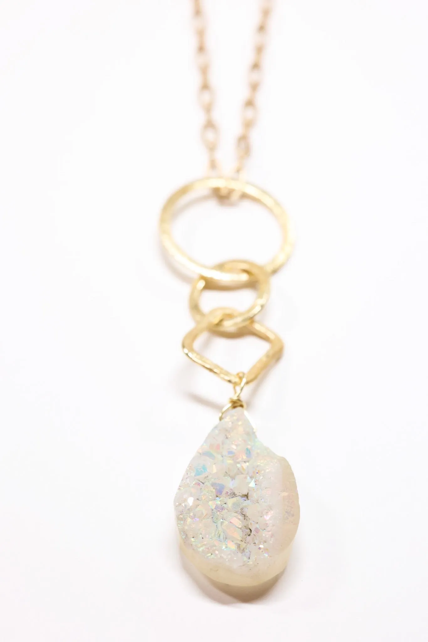 Dream AB Drusy Long Gold Necklace