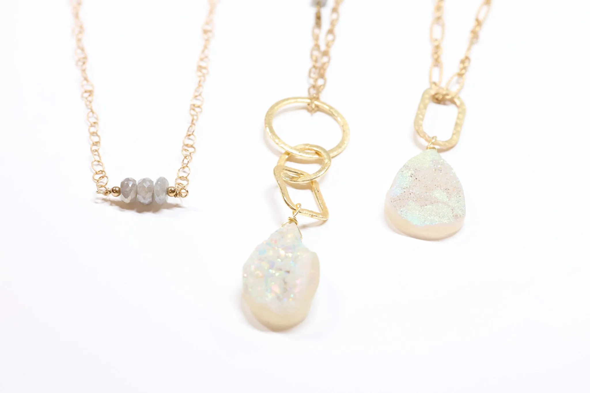 Dream AB Drusy Long Gold Necklace