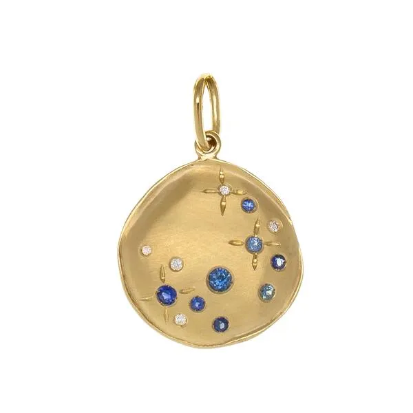 Gold Charm with Blue Sapphires and Blue & White Diamonds