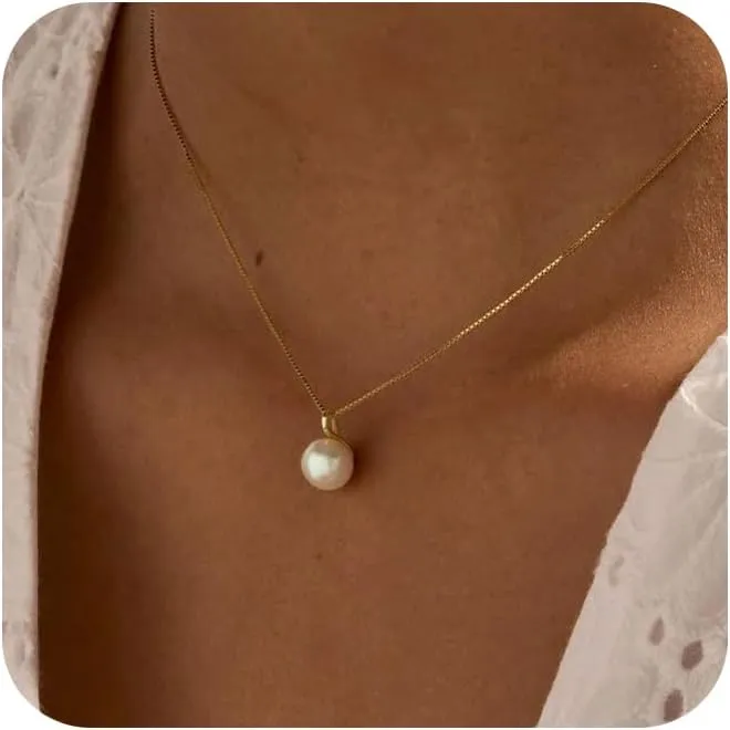 Gold Pendant Necklace for Women, Dainty Diamond Necklaces for Women Simple 14K Gold Plated Paperclip Choker Necklaces Cute Minimalist Open Oval Necklaces Gold Jewelry for Women Gifts