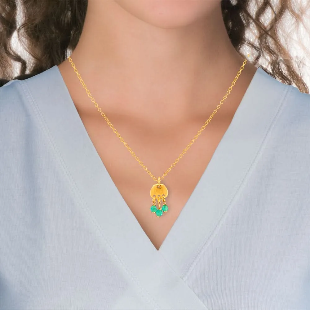 Handmade Short Gold Plated Silver Chain Necklace With Aqua Cat's Eyes
