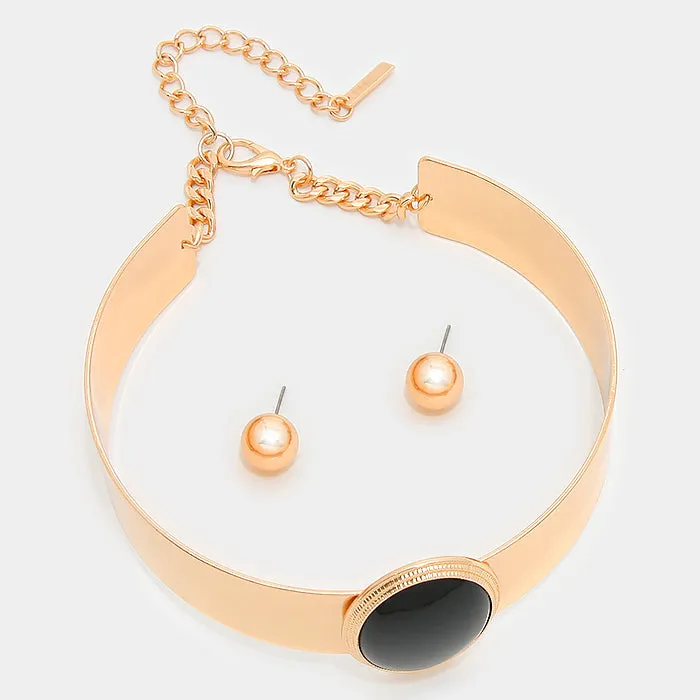 iLLASPARKZ Cabochon metal choker necklace