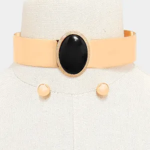 iLLASPARKZ Cabochon metal choker necklace