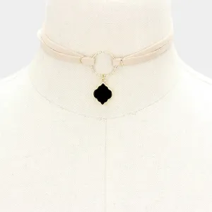 iLLASPARKZ Celluloid pendant faux suede choker necklace