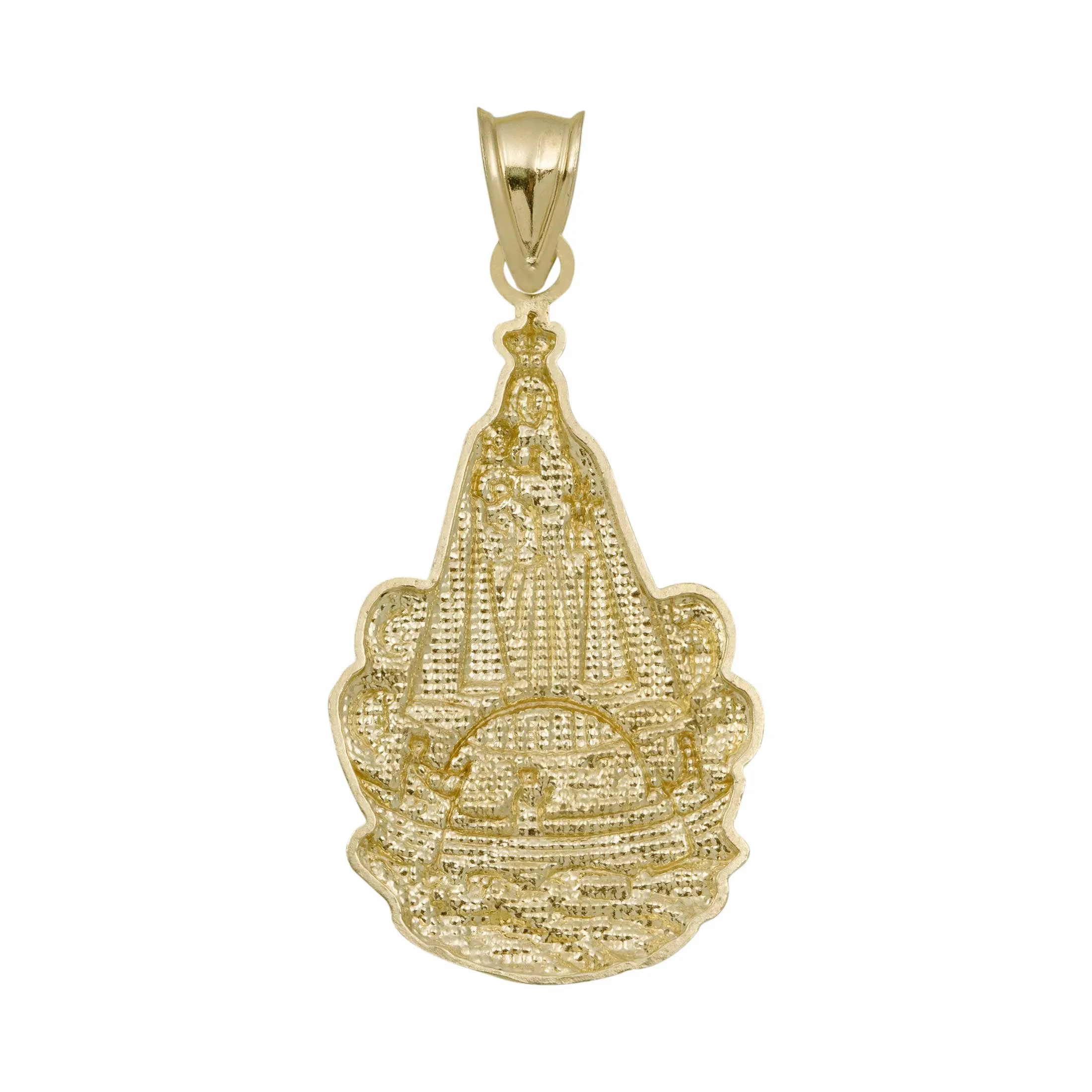 Lady Guadalupe Virgin Mary and Jesus Pendant 10K Yellow Gold