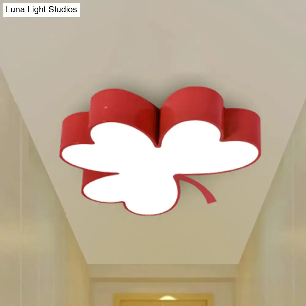 Lucky Clover LED Flush Mount Light - Modern Acrylic Ceiling Lamp for Kindergarten