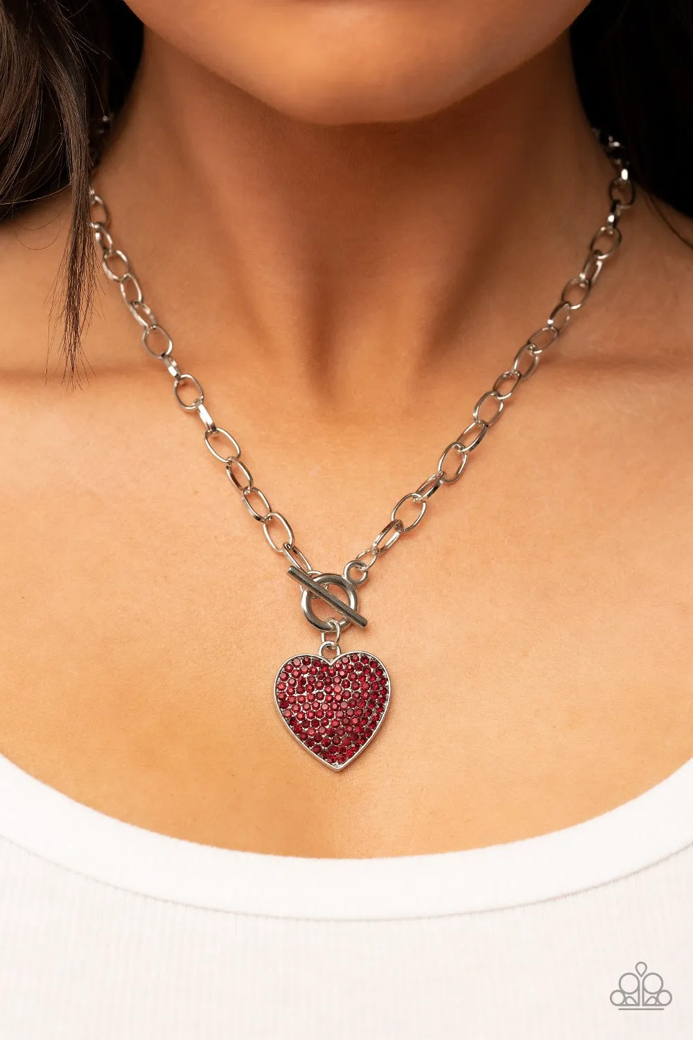 Red Heart Necklace & Bracelet Set