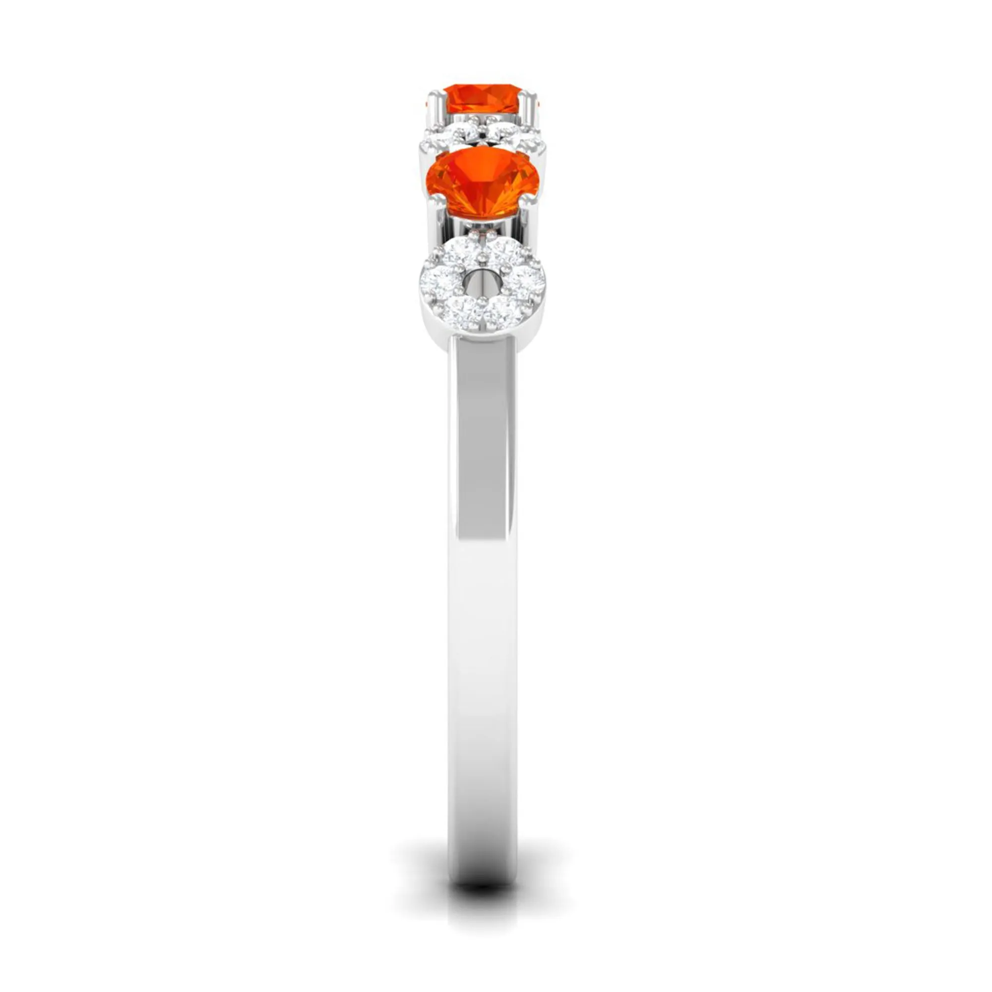 Semi Eternity Ring with Orange Sapphire and Diamond