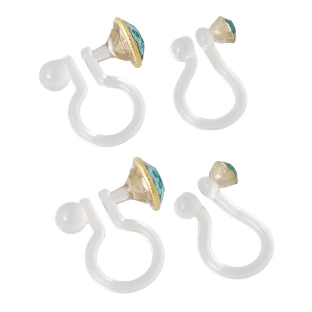 Small Crystal Invisible Clip On Earrings