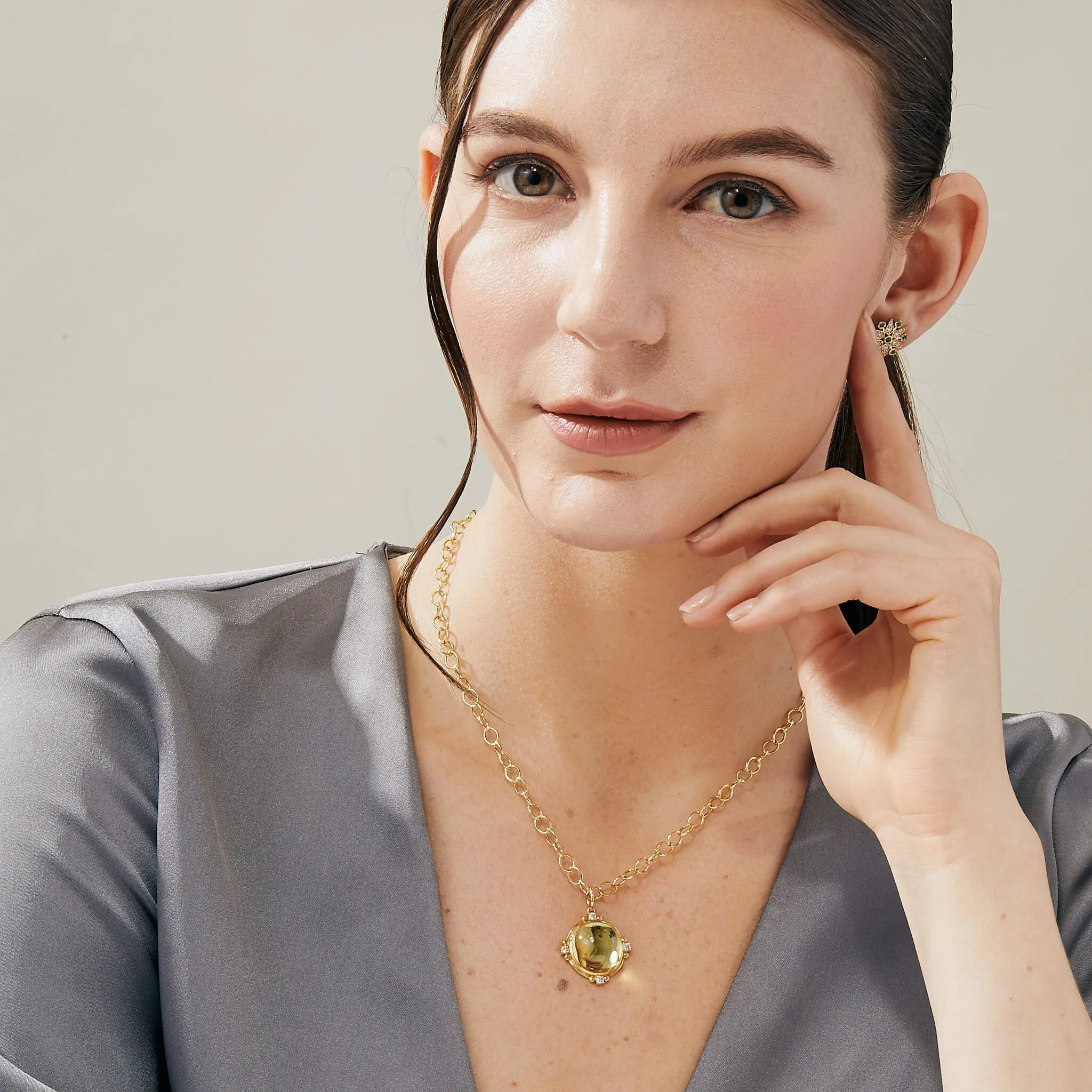 Small Mogul Diamond Gemstone Pendant