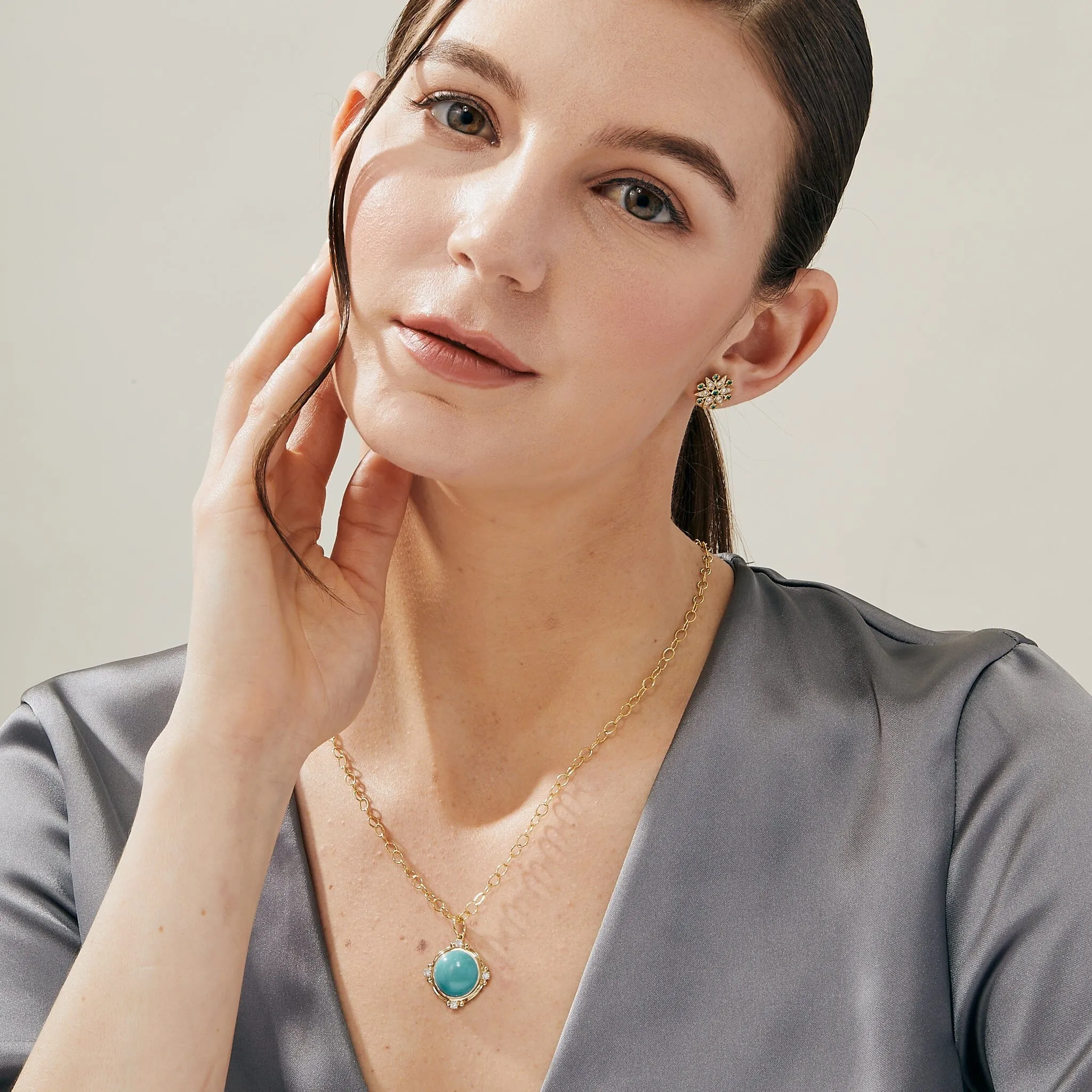 Small Mogul Diamond Gemstone Pendant