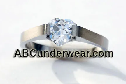 Solitaire Heart Stainless Steel Ring
