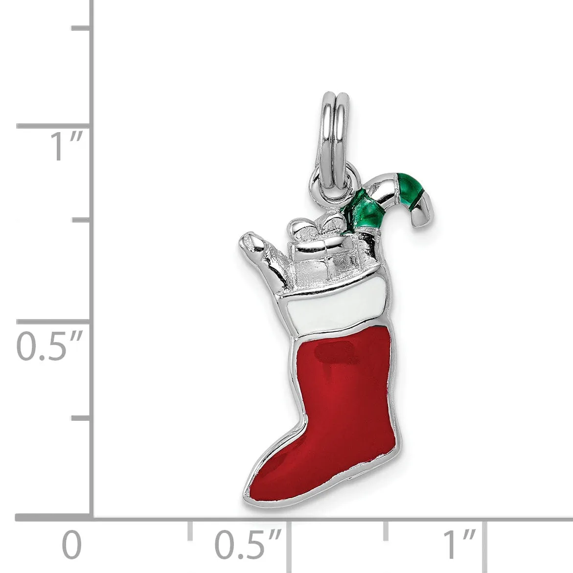 Sterling Silver Enamel Stocking Charm Pendant