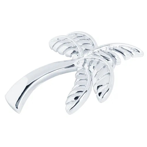 Sterling Silver Rhodium Shiny Palm Tree Pendant (Chain Sold Separately)