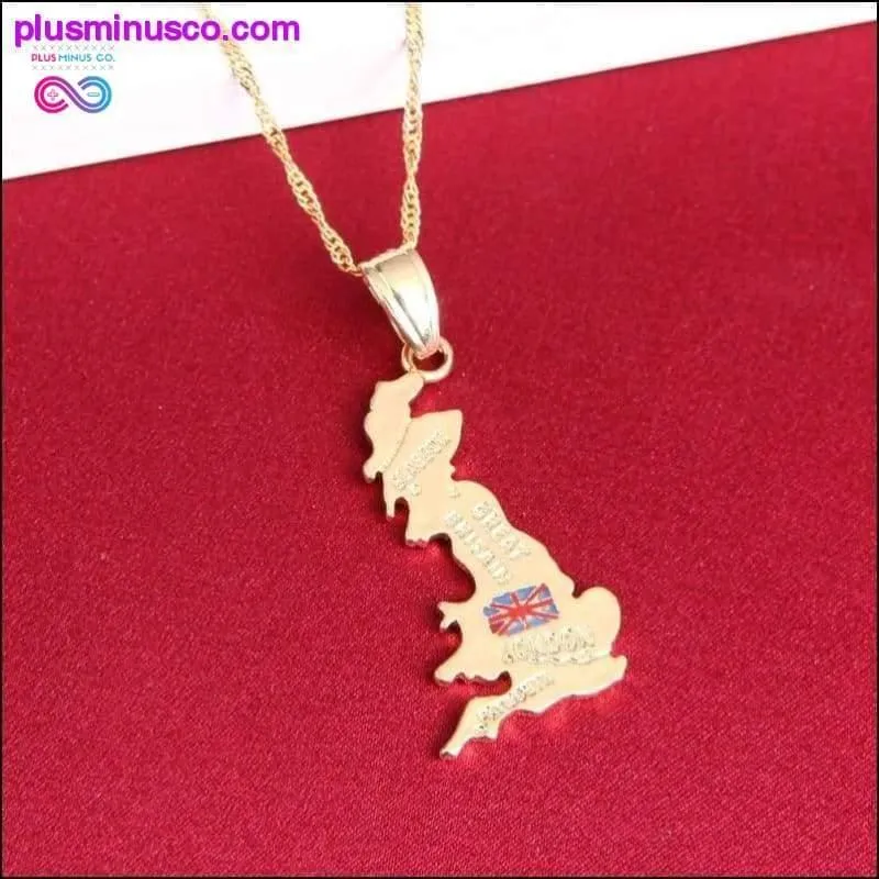 United Kingdom Map Pendant Necklace British Glasgow London