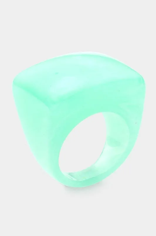 Y2K Resin Square Dome Statement Ring